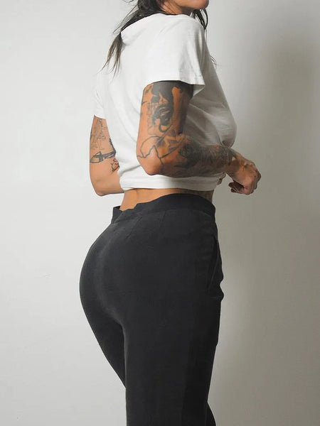 80's Italian Black Silk Pants