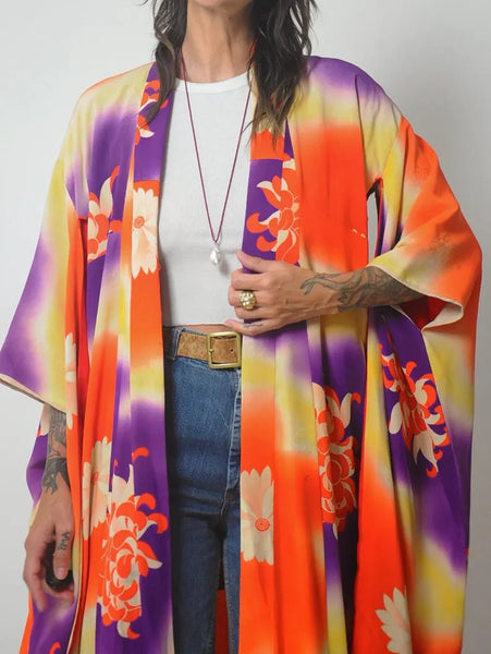 1940's Silk Spider Mum Kimono