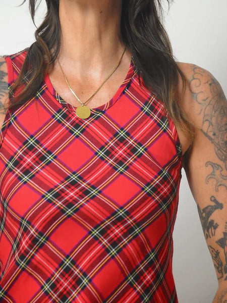 1990's Tartan Plaid Midi Dress
