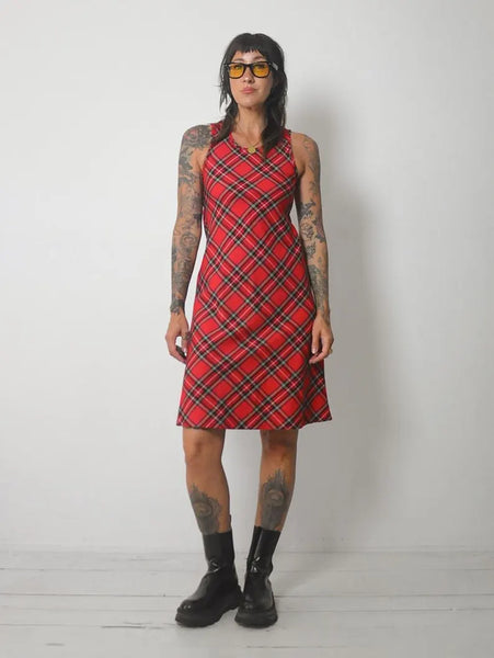 1990's Tartan Plaid Midi Dress