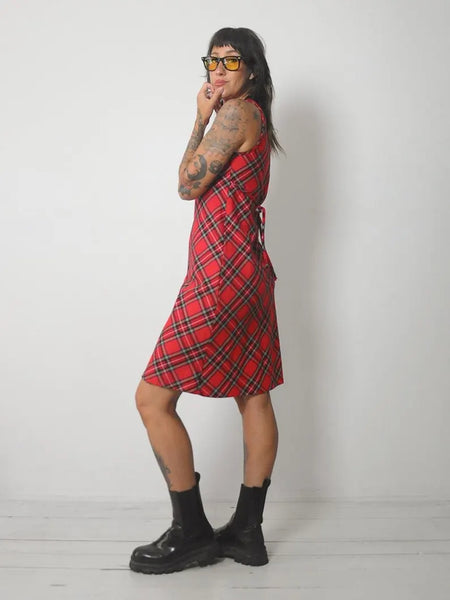 1990's Tartan Plaid Midi Dress