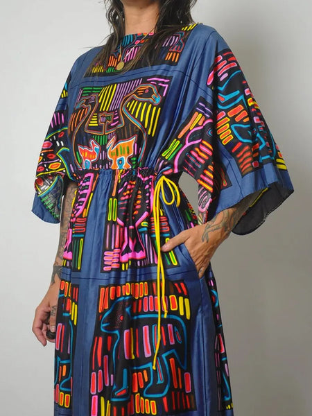 1960's Mola Print Caftan Dress