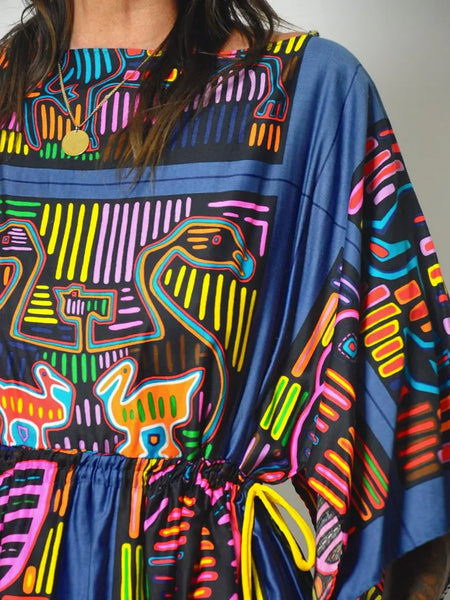 1960's Mola Print Caftan Dress