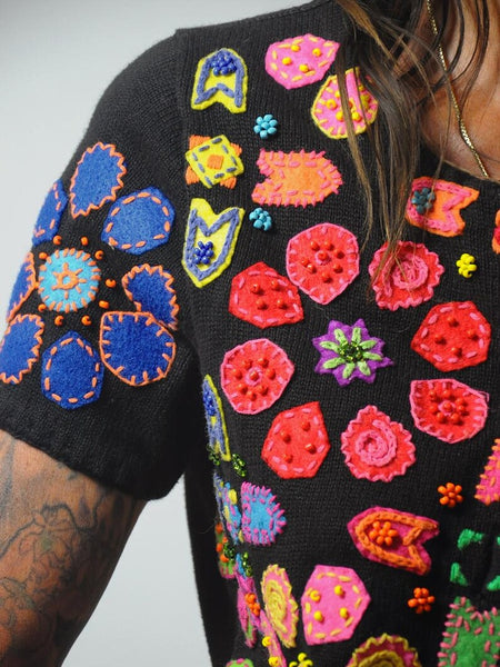 90's Rainbow Flower 3D Cardigan