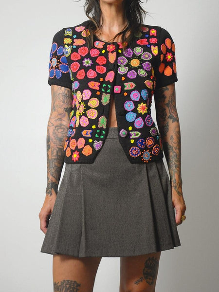 90's Rainbow Flower 3D Cardigan