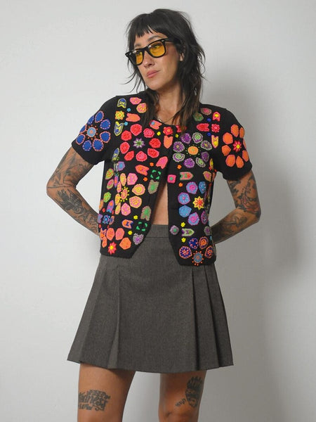 90's Rainbow Flower 3D Cardigan