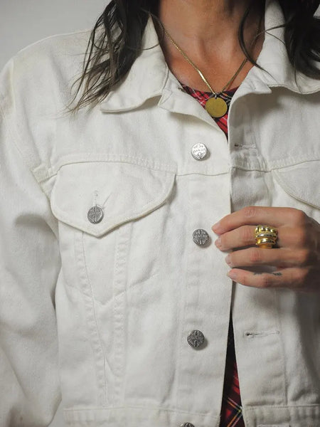 90's White Cropped Jean Jacket