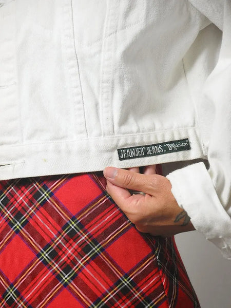 90's White Cropped Jean Jacket