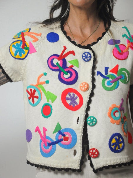 1995 Michael Simon 3D Bicycle Cardigan