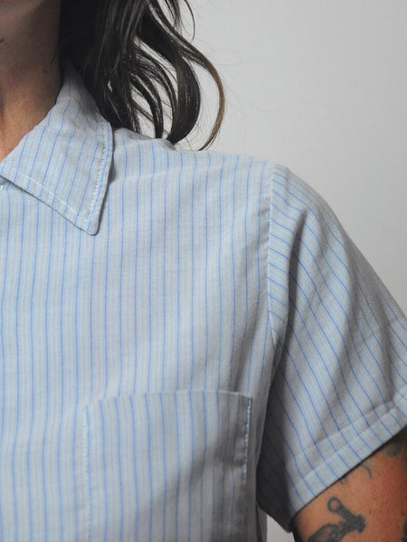 1970's Blue Striped Oxford Shirt