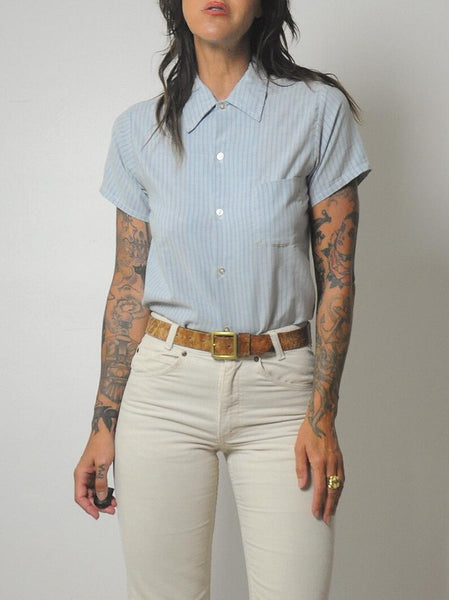 1970's Blue Striped Oxford Shirt