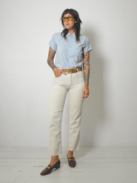 1970's Blue Striped Oxford Shirt