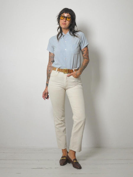 1970's Blue Striped Oxford Shirt