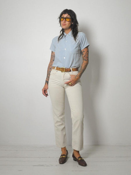 1970's Blue Striped Oxford Shirt