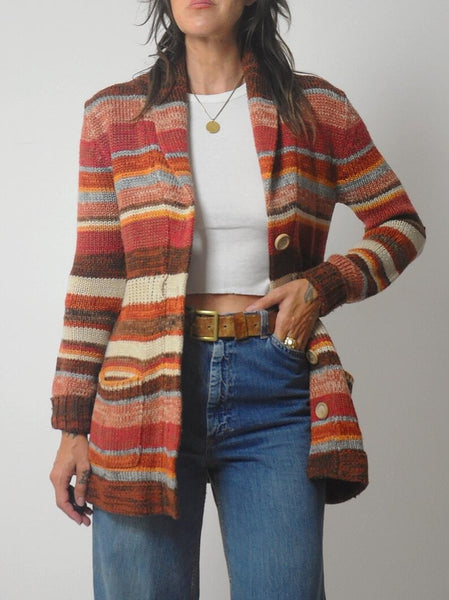 1970's Space Dyed Striped Cardigan