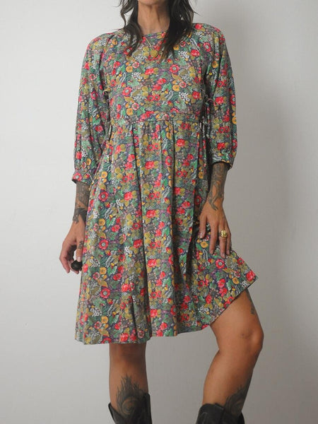 1970's Tie Waist Trapeze Dress