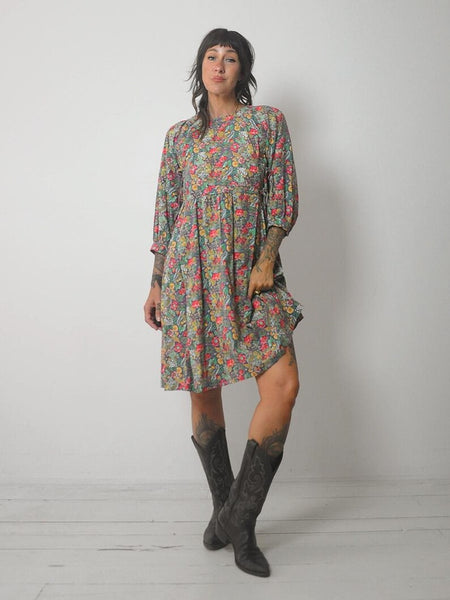 1970's Tie Waist Trapeze Dress