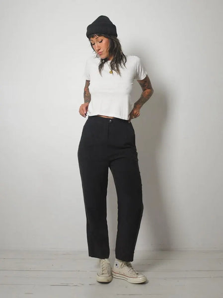 80's Italian Black Silk Pants