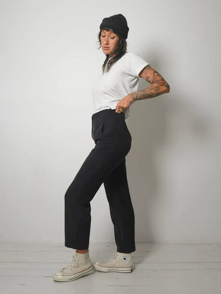 80's Italian Black Silk Pants