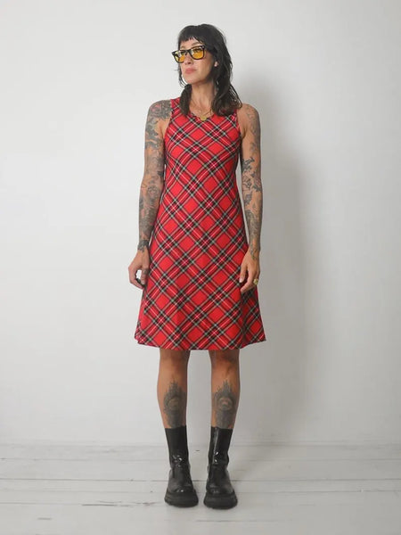 1990's Tartan Plaid Midi Dress