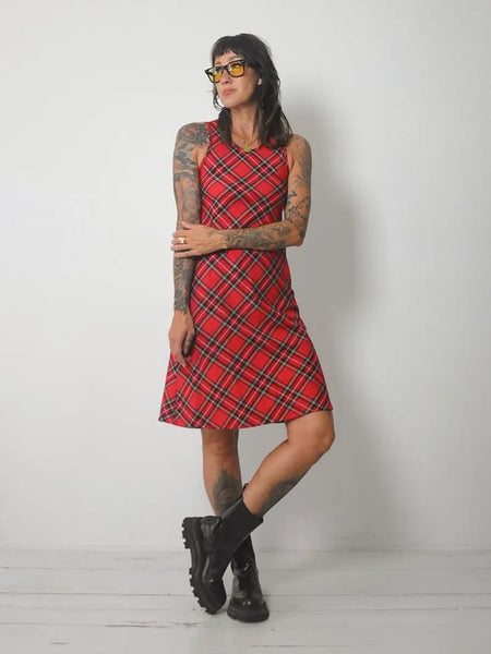 1990's Tartan Plaid Midi Dress