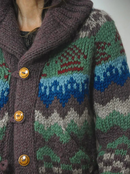 1980's Geo Chunky Wool Cardigan