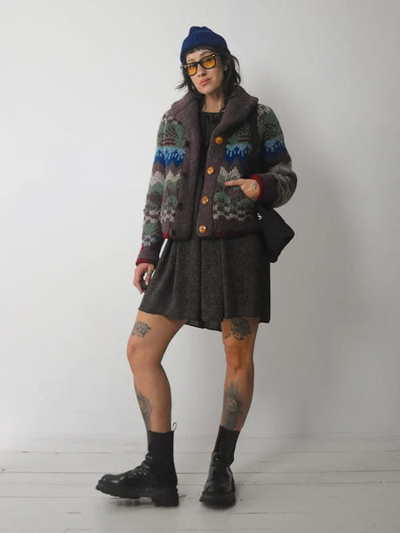 1980's Geo Chunky Wool Cardigan