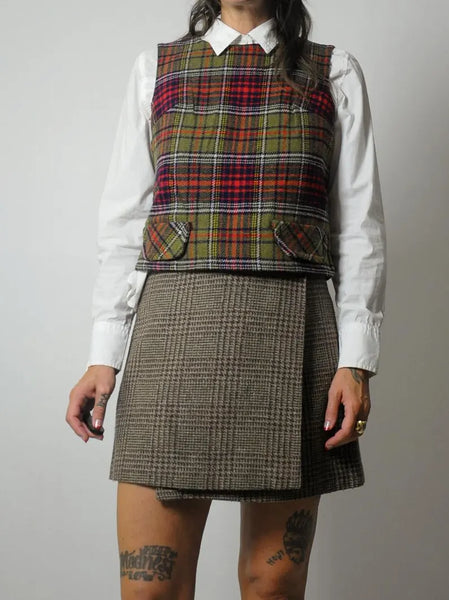 90's Tweed Plaid Wrap Skirt