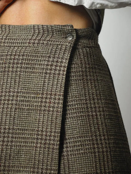 90's Tweed Plaid Wrap Skirt