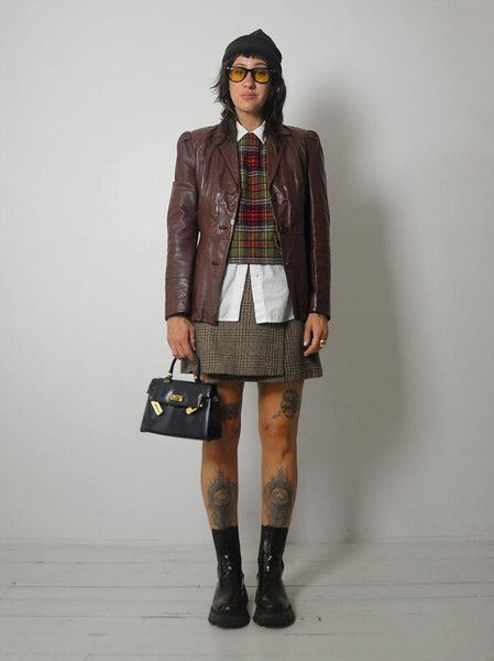 Brick Leather Blazer Jacket