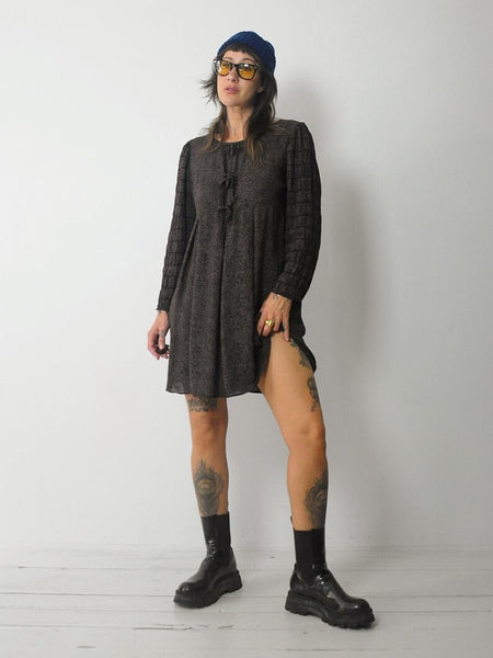1990's Dark Floral Tie Dress