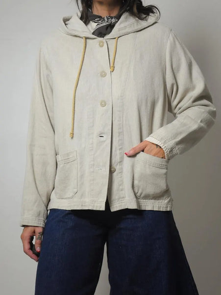 1980's Flax Canvas Hooded Jacket
