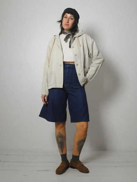 1980's Flax Canvas Hooded Jacket