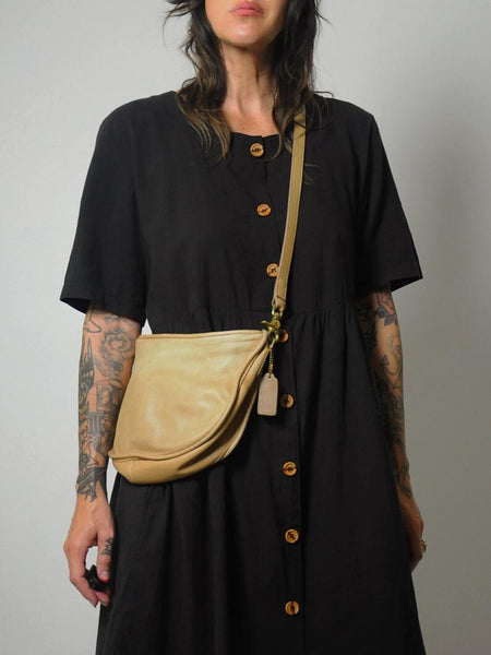 1970's Coach Bone Leather Crescent Bag