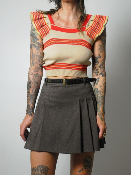 70's Ruffled Crop Sweater