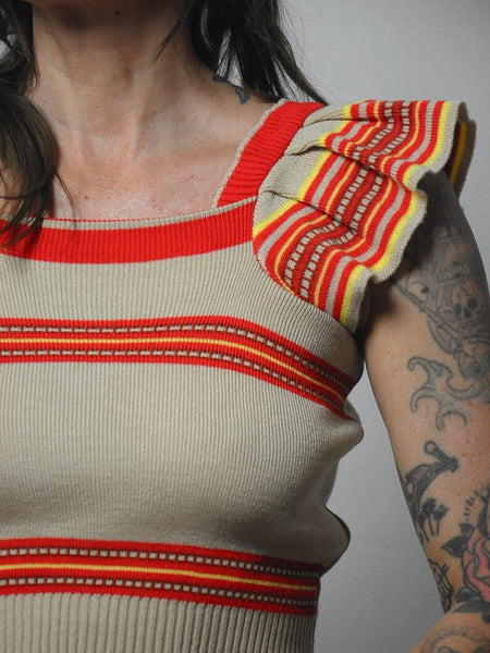 70's Ruffled Crop Sweater