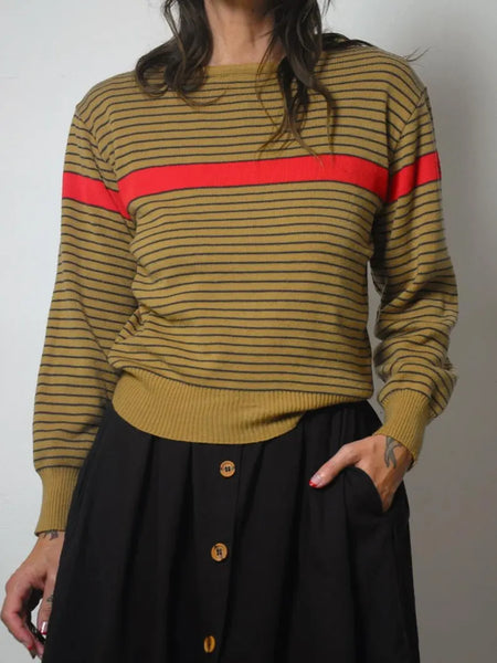 80's Autumn Striped Sweater
