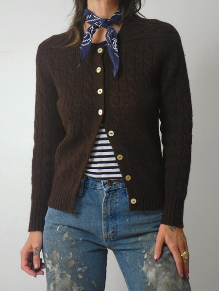 1960's Brown Cableknit Cardigan