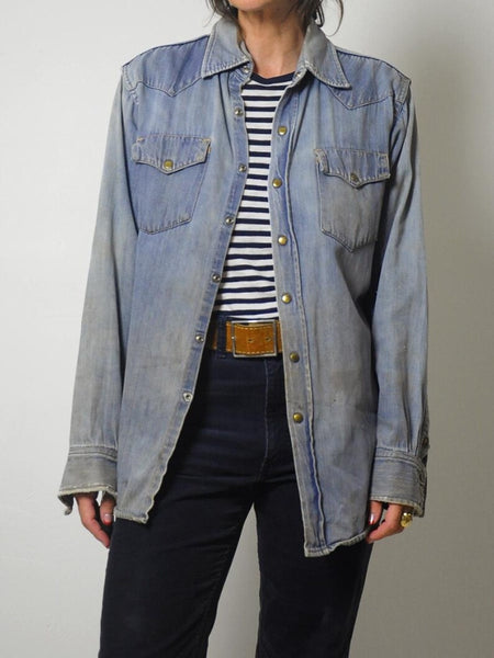 1970's Checker Embroidered Denim Shirt
