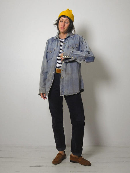 1970's Checker Embroidered Denim Shirt