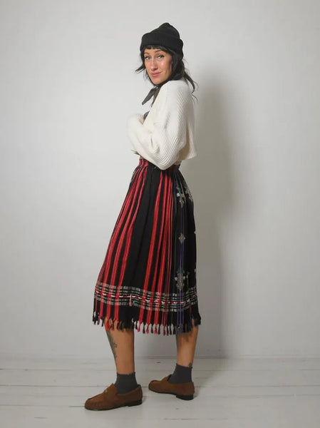 1970's Embroidered Fringe Skirt