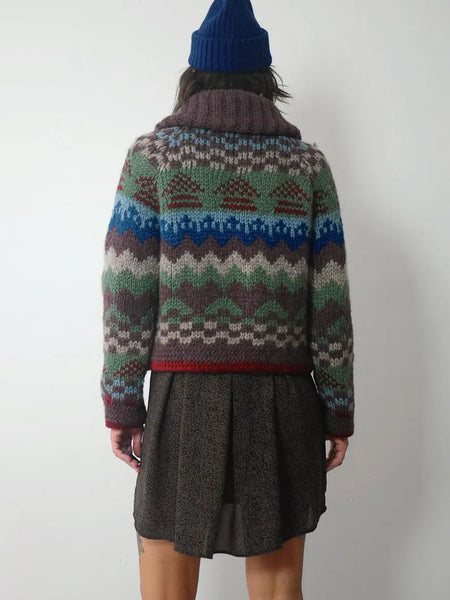 1980's Geo Chunky Wool Cardigan