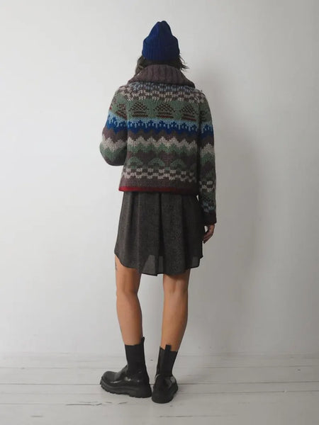 1980's Geo Chunky Wool Cardigan