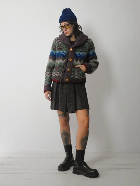 1980's Geo Chunky Wool Cardigan