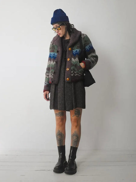 1980's Geo Chunky Wool Cardigan