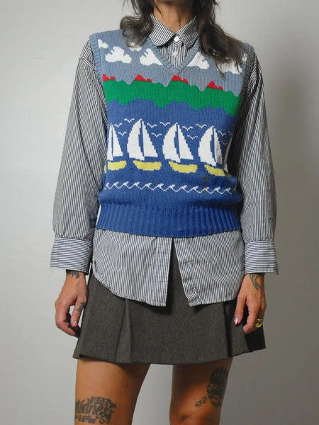 Sailboat Landscape Sweater Vest