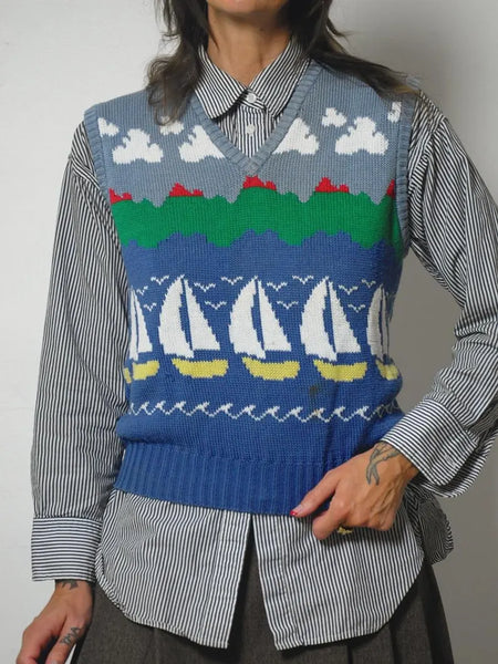 Sailboat Landscape Sweater Vest
