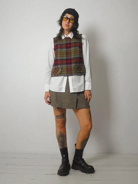 90's Tweed Plaid Wrap Skirt