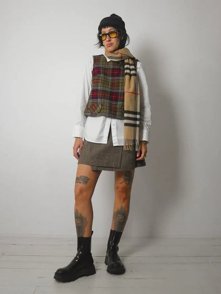 90's Tweed Plaid Wrap Skirt