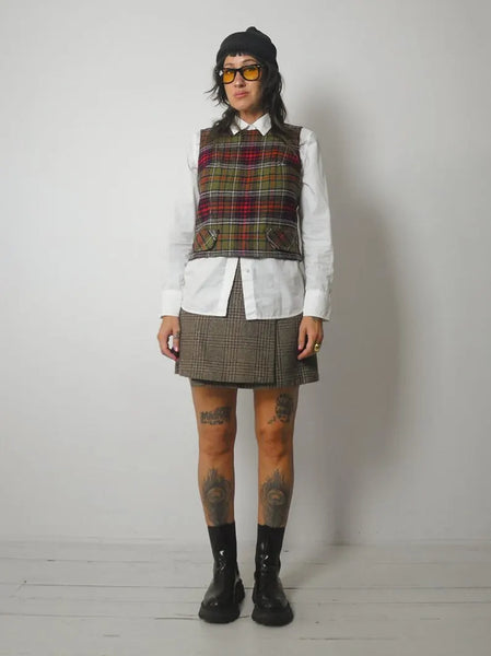 90's Tweed Plaid Wrap Skirt